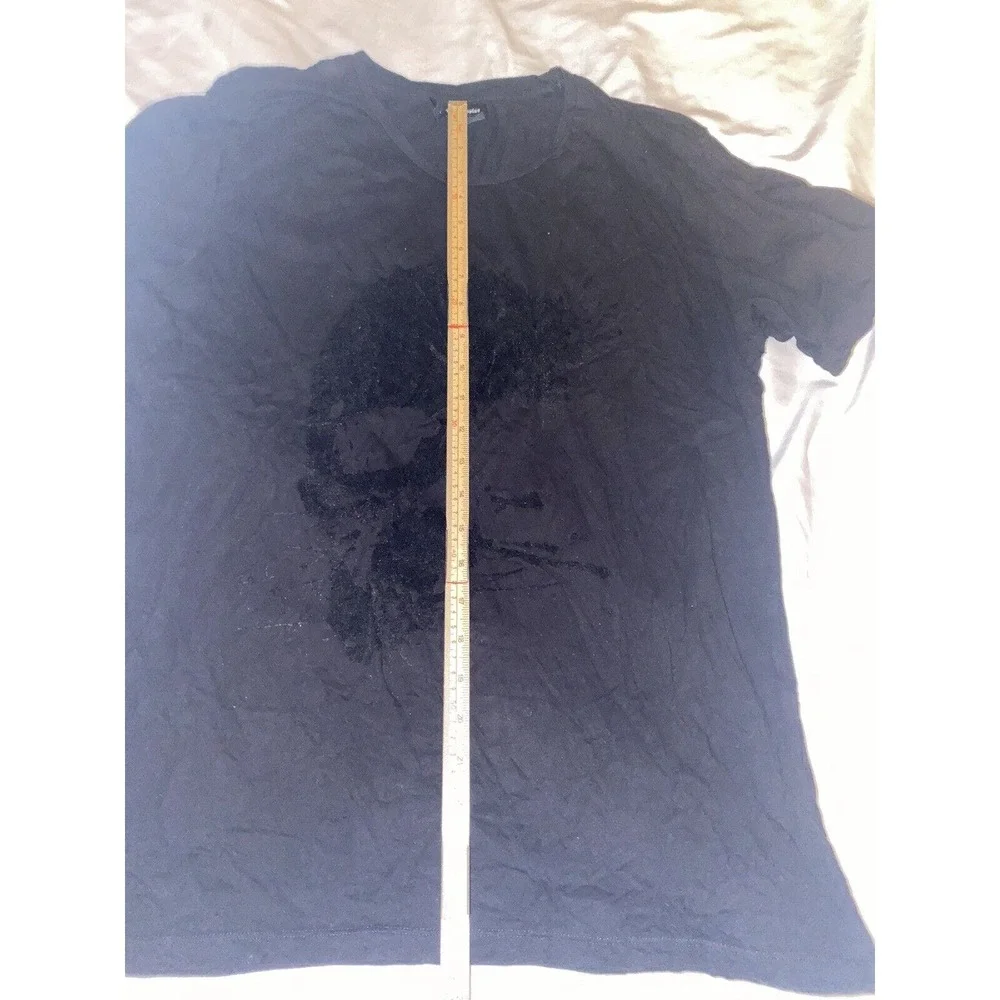 The‎ Kooples Mens Felt Skull Tee T-Shirt Black Cotton Size Large